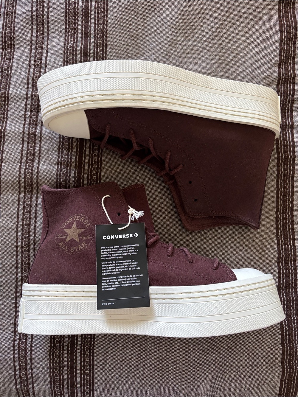 Converse High Top Platform Sneakers - Maroon/White